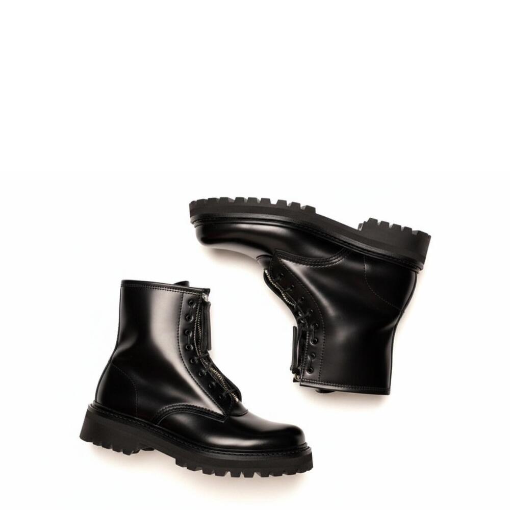 NEW KIDS LOVE GAITE men's tim leather combat boots in black